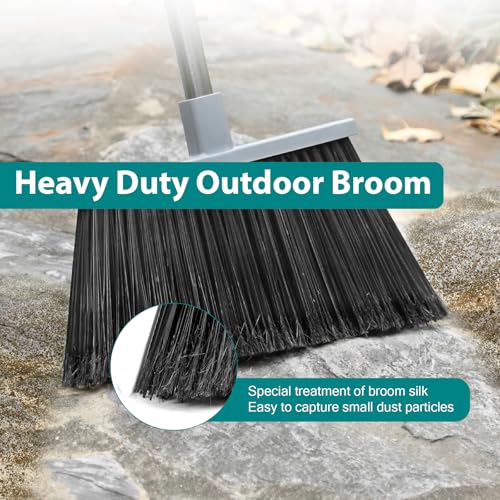 4-Pack Heavy Duty Outdoor Angle Broom, 58" Stainless Steel Handle