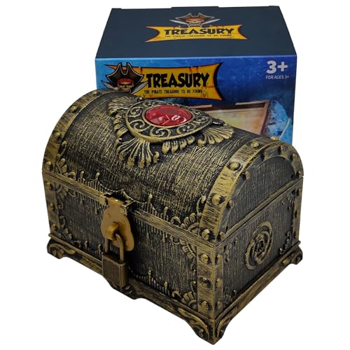 Kids Pirate Treasure Chest with Lock and Key – Decorative Storage Box