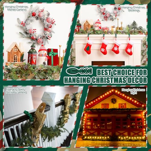 12 Pack Christmas Garland Hangers - Adhesive Silicone Wreath Hooks for Mantle