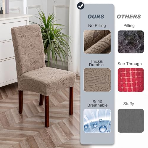 Stretch Dining Chair Covers Set of 6 | Jacquard Pattern, Machine Washable