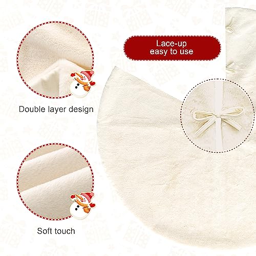 48-Inch Faux Rabbit Fur Christmas Tree Skirt - Elegant Holiday Decor, White