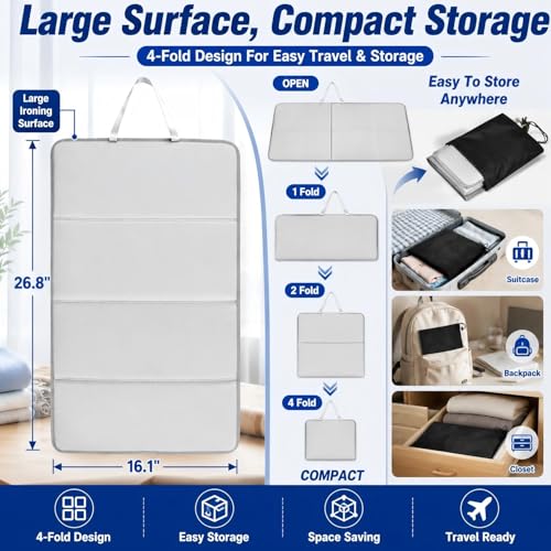 Portable Garment Steamer Board with Glove and Travel Bag for Clothes Wrinkle Removal
