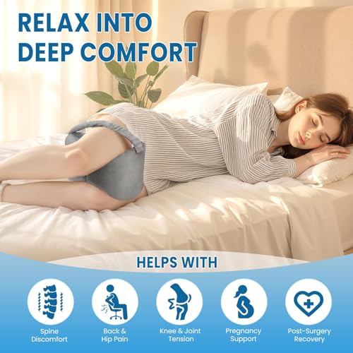 Ergonomic Memory Foam Knee Pillow for Side Sleepers - Grey