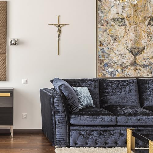 10-Inch Antique Brass Metal Crucifix Wall Cross for Home Decor