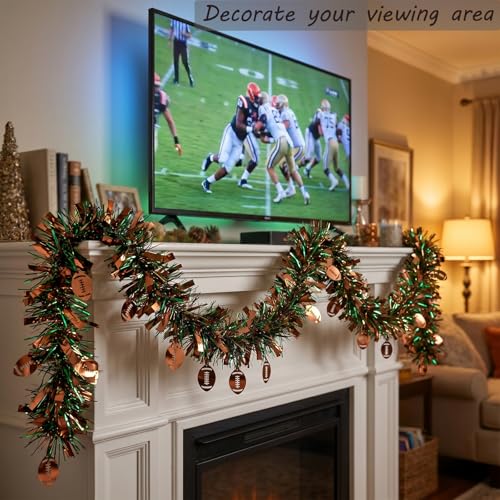 4-Pack Football Tinsel Garland - Metallic Foil Game Day Party Decor