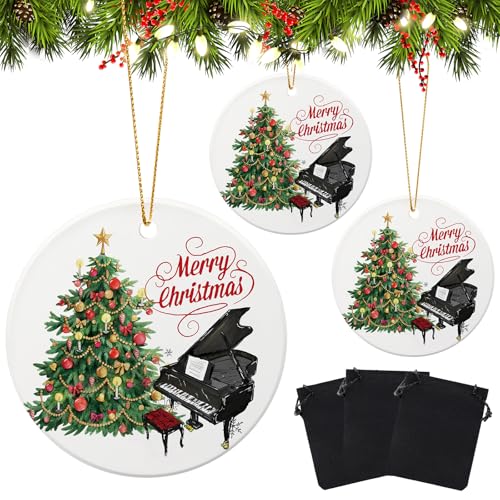Thyle 3-Pack Christmas Piano Ornaments - Music Gift for Tree Decor