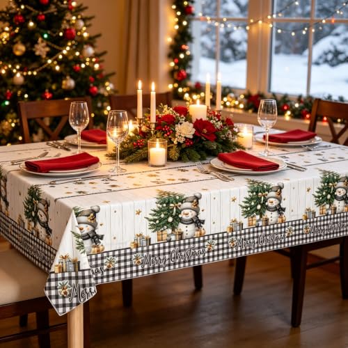 Ediactcyl 4-Pack Christmas Tablecloths, 54x108 Inches Waterproof Disposable