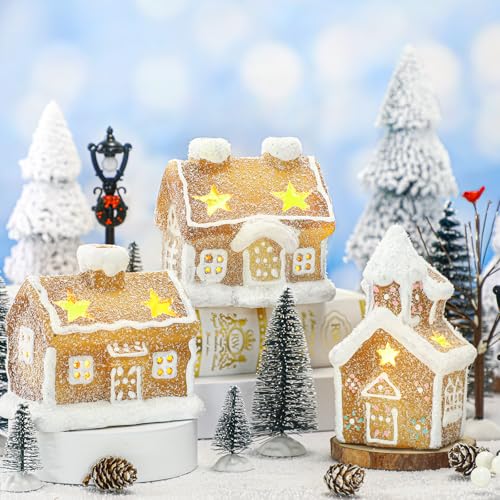 17-Piece LED Christmas Gingerbread Village Set - Lighted Holiday Decor