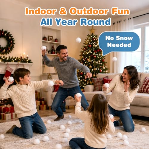 20-Pack Fake Snowballs Set for Kids - Soft Indoor Snowball Fight Toys