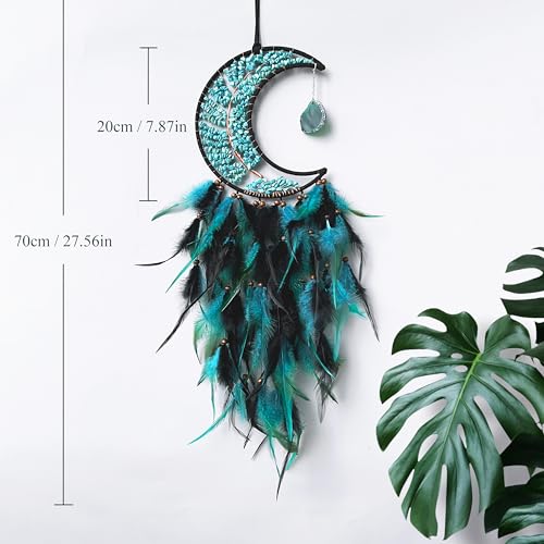 Moon Dream Catcher with Chakra Gemstone Tree of Life Wall Hanging Decor