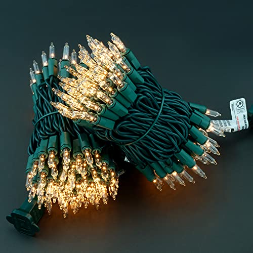 YULETIME 200 Clear Christmas String Lights, 2-Pack 21 ft Green Wire - UL Certified