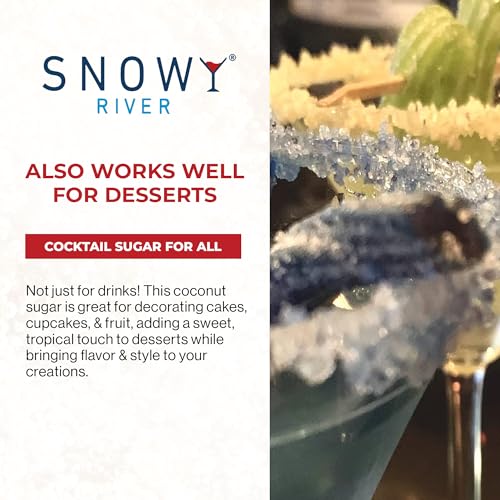 Snowy River Coconut Cocktail Sugar - All-Natural Rimming Sugar for Drinks & Desserts - Vibrant Colors & Gourmet Flavor - 3oz