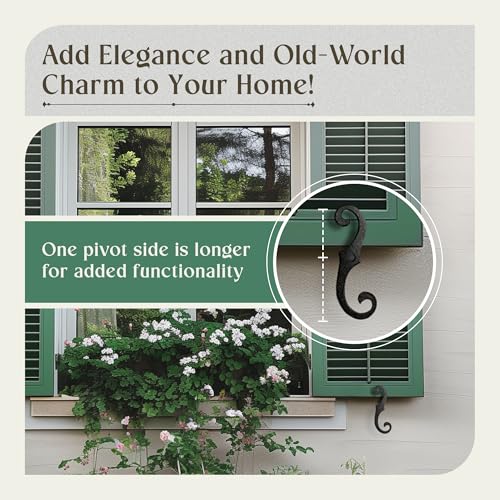 6.5-Inch Cast Iron S-Style Shutter Dogs - Rust-Resistant Tiebacks (Pair)