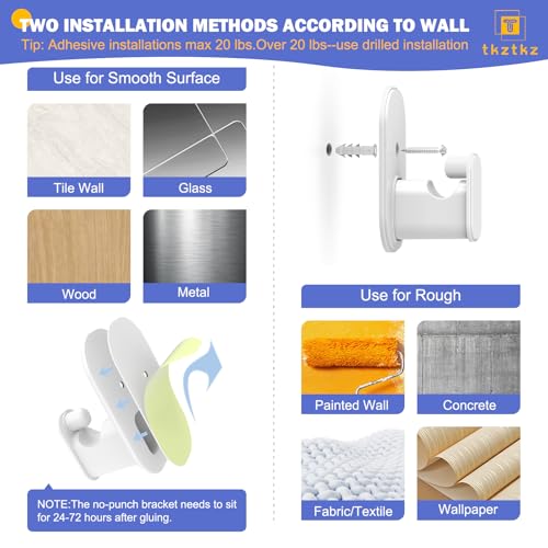 No-Drill Adjustable Curtain Rod with Adhesive Brackets - White, 36-88"