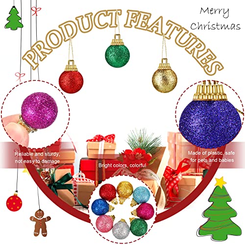 Sumind 48-Pack 0.8 Inch Glitter Christmas Mini Balls Ornaments - 8 Colors