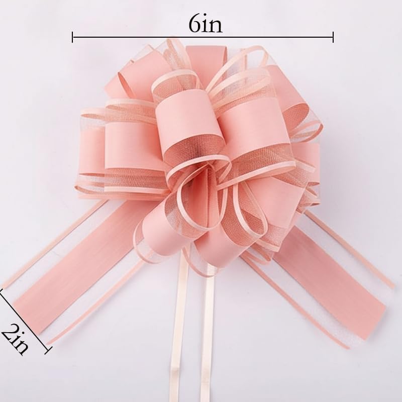 Skiennix 8 PC Large Pull Bows - 6 Inch Gift Wrapping Ribbons for Parties & Weddings | Pink