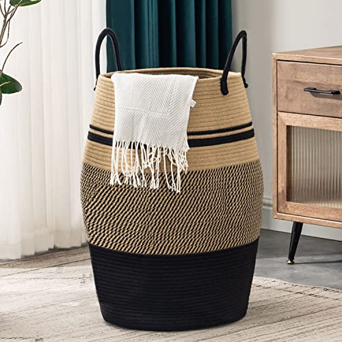 Large 105L Cotton Rope Laundry Basket - Woven Blanket & Toy Storage Hamper