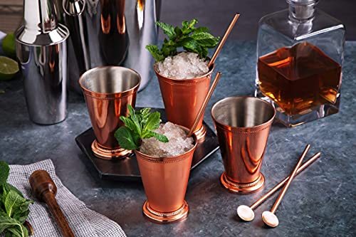 Sol Living Copper Mint Julep Cups Set of 4 - 12 oz Stainless Steel Barware