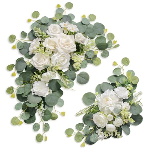Artificial Wedding Welcome Sign Flower Swags, Set of 2 Silk Floral Decor