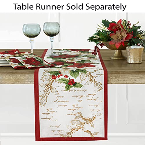 Newbridge Christmas Presley Red & White Poinsettia 60 x 144 Inch Rectangle Tablecloth