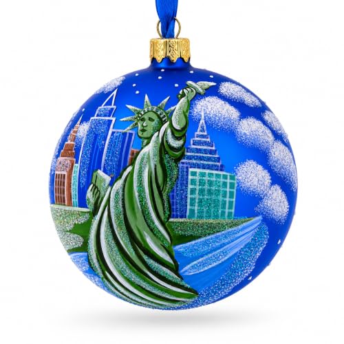 Statue of Liberty Glass Ornament 4 Inch - Hand-Painted Christmas Ball