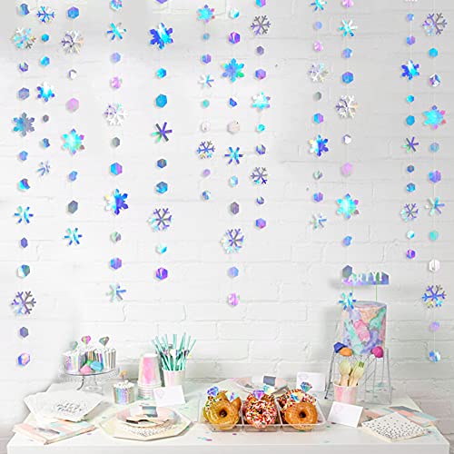 Pink Blume Iridescent Snowflake Garland - Winter Wonderland Party Decorations