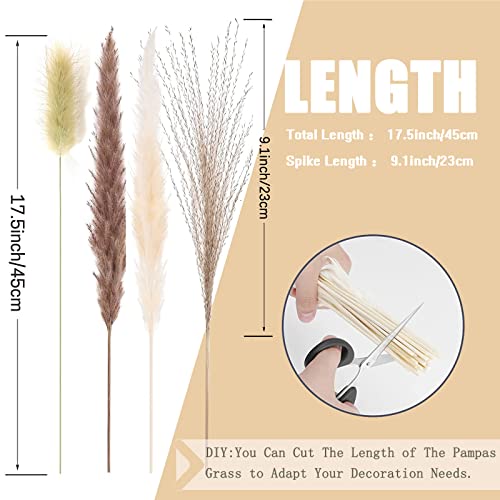 110 Pcs Natural Dried Pampas Grass Bouquet - 17.5" Fluffy Boho Decor