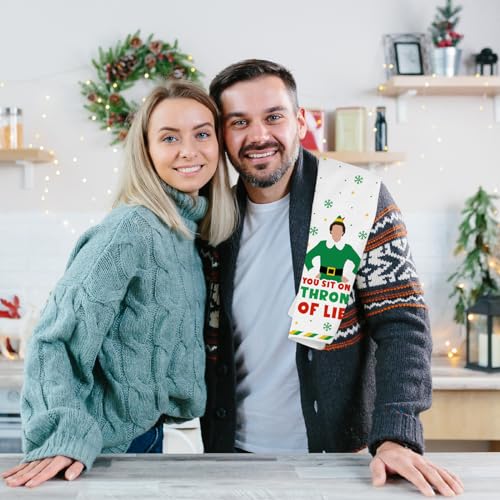Cheroloven Funny Elf Towels 2 Pack Toilets—Buddy the Elf Kitchen & Bath Hand Towels, 23.6 x 15.7 in, White