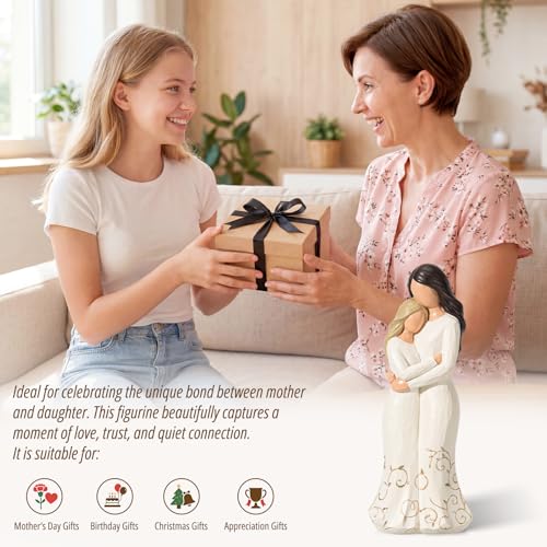 Mother Daughter Hugging Figurine - Heartfelt Gift for Mom from Daughter