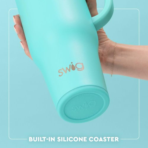 Swig Life 40oz Mega Mug, 40 oz Tumbler with Handle and Straw, Cup Holder Friendly, Dishwasher Safe, Extra Large Insulated Tumbler, Stainless Steel (Shimmer Buttercup)
