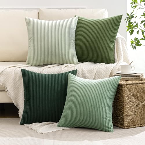 MIULEE Soft Corduroy Decorative Throw Pillow Covers - 18x18 Set of 4