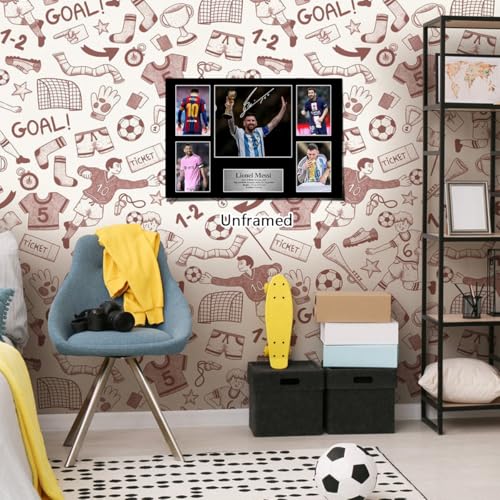 Messi Signed Soccer Poster Canvas Art Print Wall Decor for Boys Bedroom