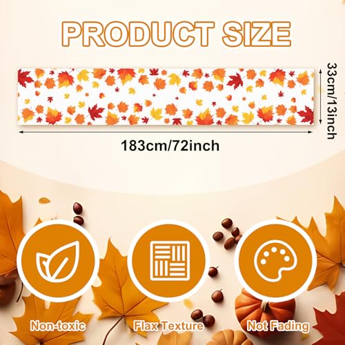 Pedenty Colonial Fall Leaves Table Runner 72x13 Inches - Autumn Maple Decor