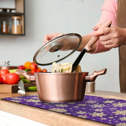 Winter Violet Purple Snowflake Trivet Table Runner 40in - ALAZA