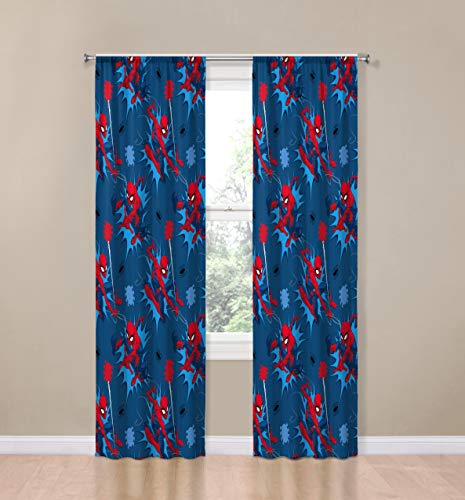 Kids Superhero Character Window Drapes - 84-Inch Curtain Set with Tiebacks
