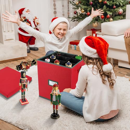 Christmas Nutcracker & Figurine Storage Box with Adjustable Dividers, Holiday Decor Organizer