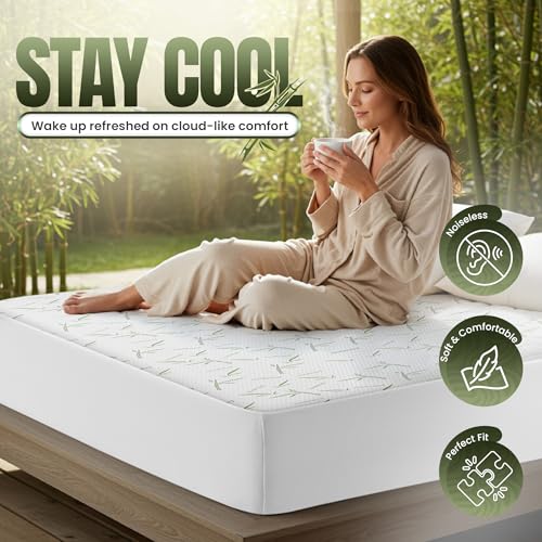 Utopia Bedding Queen Bamboo Viscose Waterproof Mattress Protector - 17" Deep