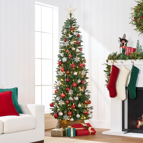 7.5ft Pre-Lit Slim Pencil Artificial Christmas Tree with 350 Lights