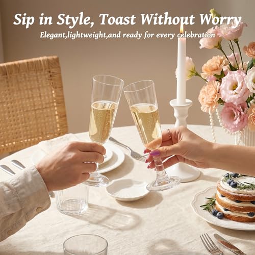 Bohiimia 40 Pack 5.5oz Clear Disposable Champagne Flutes for Parties & Events