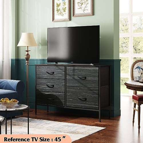 5-Drawer Fabric Dresser with Steel Frame, Modern Bedroom Storage Chest