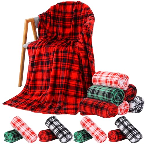 32 Pack Christmas Buffalo Plaid Throw Blankets 60x50 Inches Cozy Flannel Holiday Decor