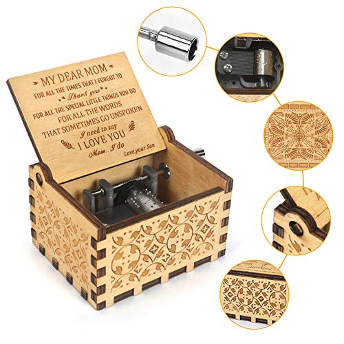 Engraved Wooden Hand-Crank Music Box - You Are My Sunshine Gift for Mom