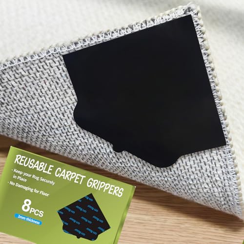 Non-Slip Rug Pads for Hardwood & Tile Floors - 8 Pack, Residue-Free