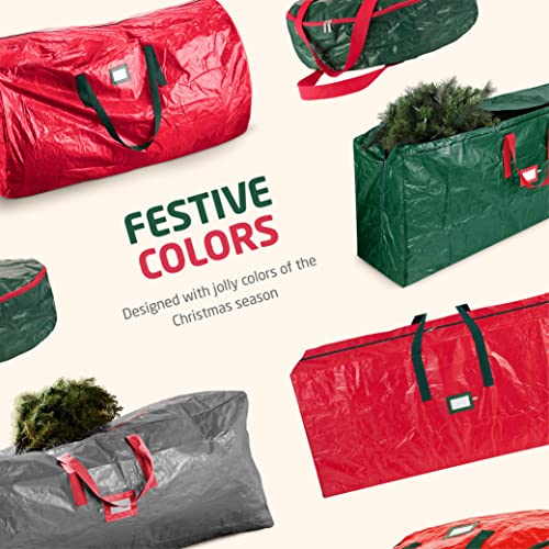 ZOBER 9 Ft Red Waterproof Christmas Tree Storage Bag with Handles & Label Slot
