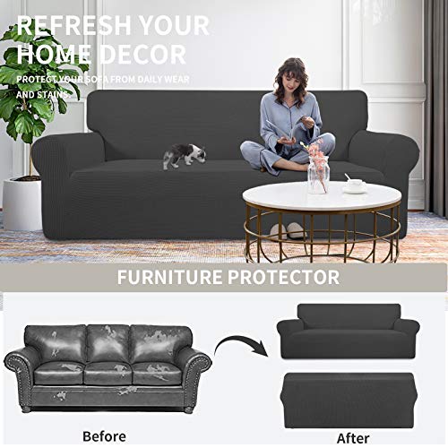 Easy-Going Stretch Sofa Slipcover, Dark Gray Washable Couch Cover