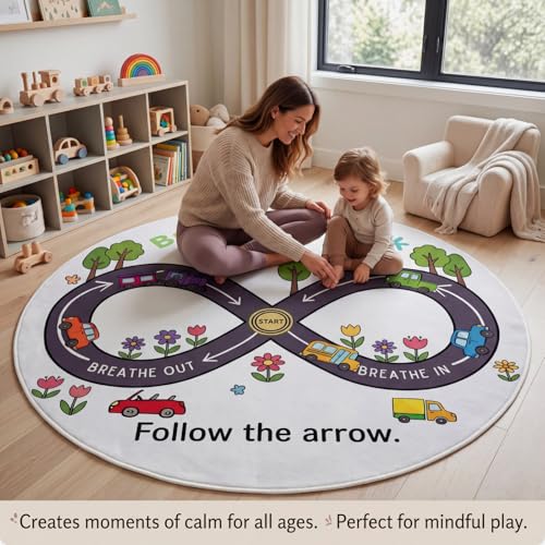 4ft Calming Corner Rug with Breathing Track - Soft Non-Slip Round Mat