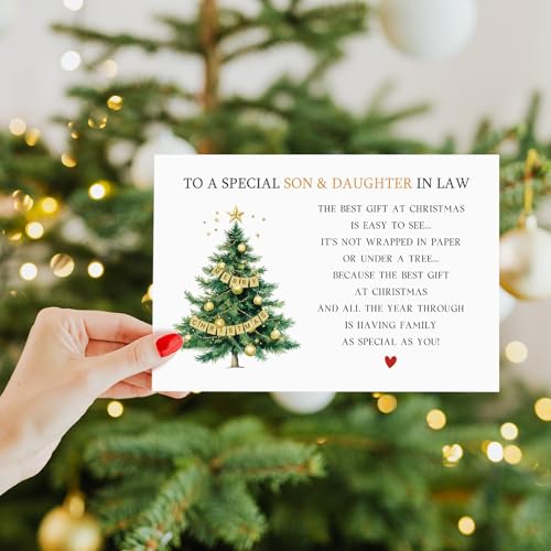 Goroar Christmas Card for Son & Daughter-in-Law 2023 - From Parents, Premium Matte Finish, Includes Envelope, #547
