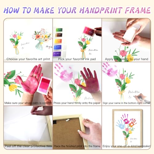 Physkoa Art Deco Handprint Flower Craft Kit with Frame - Mom Grandma Gift