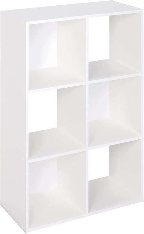 ClosetMaid Cubeicals 6-Cube Storage Organizer - Stackable Bookshelf in White Finish, Easy Assembly
