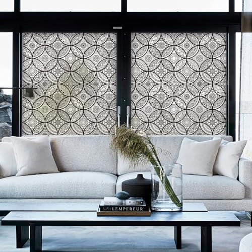 Boho Stained Glass Window Privacy Film, 17.7" x 78.7"